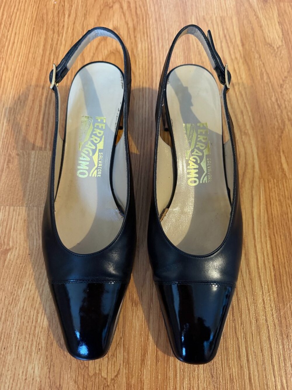 Salvatore Ferragamo: Black Slingback mules; Size 8 1/2